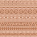 Coffee pattern abstract seamless vector brown ethnic tribal mexican textures in caramel color Royalty Free Stock Photo