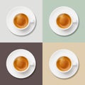 Coffee pattern. Cup of coffee on colorful background