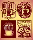 Coffee patterns with inscriptions in retro style