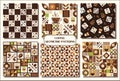 Coffee patterns with in simple geometric style. Royalty Free Stock Photo