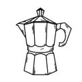 Coffee percolator for brewing Italian espresso coffee on a hot plat.