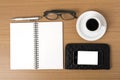 Coffee,phone,eyeglasses,notepad and wallet Royalty Free Stock Photo