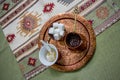 Coffee with a piece of turkish delight Royalty Free Stock Photo