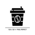 Coffee pixel perfect black glyph icon