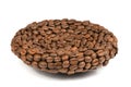 Coffee plate made from roasted coffee beans isolated on white background Royalty Free Stock Photo