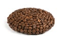 Coffee plate made from roasted coffee beans isolated on white background