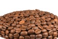 Coffee plate made from roasted coffee beans isolated on white background. Top view