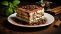 coffee plate tiramisu food Royalty Free Stock Photo