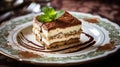 coffee plate tiramisu food Royalty Free Stock Photo