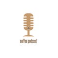 Coffee podcast with microphone and bean vector design