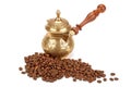 Coffee pot, coffee beans Royalty Free Stock Photo