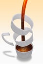 Coffee pouring in unusual cup Royalty Free Stock Photo