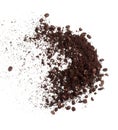 Coffee powder mix bean fly explosion, Coffee crushed mix seed float explode, abstract cloud fly. Coffee dust powder bean splash Royalty Free Stock Photo