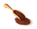 Coffee powder in wooden scoop Royalty Free Stock Photo