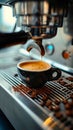 Coffee precision Little espresso cup in the steel machine