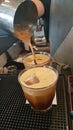 Coffee preparation making espesso in a greek bar