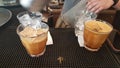 coffee preparation making espesso in a greek bar
