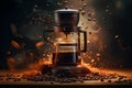 Coffee press extracting coffee background