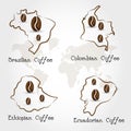 Coffee producting countries Royalty Free Stock Photo