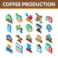 Coffee Production Isometric Icons Set Vector Royalty Free Stock Photo