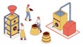 Coffee Production Process Isometric Illustration, vector design Generative AI Royalty Free Stock Photo