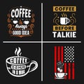 Coffee quotes design emblem badge vector bundle.