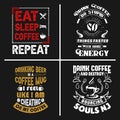 Coffee quotes design emblem badge vector bundle.