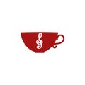 Coffee red cup wiht music logo, vector illustration