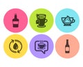 Coffee, Refill water and Espresso cream icons set. Scotch bottle, Tea and Beer signs. Cafe, Recycle aqua. Vector Royalty Free Stock Photo