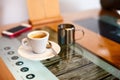 Coffee on restaurant modern table