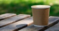 Coffee Reverie: Up-Close Latte on a Park Bench, Perfect Focus