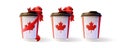 Coffee Ripple Cup with a Red Bow and Canadian Flag