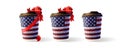 Coffee Ripple Cup with a Red Bow and USA Flag