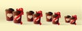 Coffee Ripple Cups Couples With A Ribbon and Heart Image