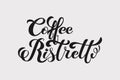 Coffee ristretto logo. Types of coffee. Handwritten lettering design elements. Templa.te and concept for cafe, menu, coffee house