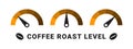 Coffee roast level indicator. Badges and labels. Vector scalable graphics