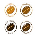 Coffee roast quality label set, sticker element