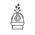 Coffee roaster machine doodle icon, vector illustration