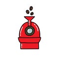 Coffee roaster machine doodle icon, vector illustration