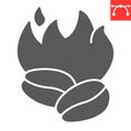 Coffee roasting glyph icon