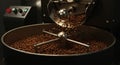Coffee Roasting Machine with Fresh Beans Royalty Free Stock Photo