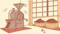 Coffee Roasting Machine and Roasted Beans, vector design Generative AI Royalty Free Stock Photo