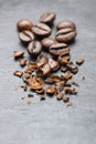 Coffee (Robusta coffee) beans close-up Royalty Free Stock Photo