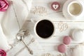 Coffee romantic drink. Breakfast background