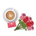 Coffee rose and love letter wedding invitation valentine celebration message