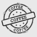 Coffee rubber stamp isolated on white background.