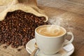 Coffee and Sack of Coffee Beans Royalty Free Stock Photo