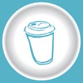 Coffee scetch blue cup on white plate vector on blue background