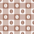 Coffee seamless pattern. Brown beige coffee background. Repeated bean patterns. Repeating chess texture. Coffe beans. Design Royalty Free Stock Photo