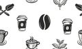Coffee seamless pattern. Coffee, Cafe background.
